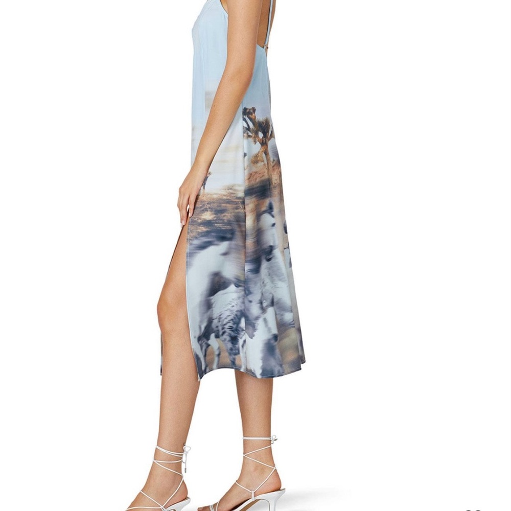 Baja East Sky Blue and Beige Coastal Print Slip Maxi Dress - Picture 3 of 4